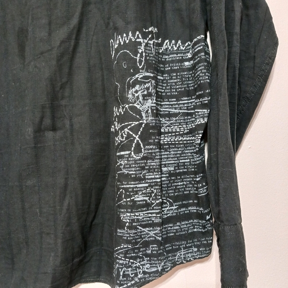 DKNY Writer's Shirt Black long sleeve Large Black Buttons, pocket. Writer's Note - Picture 5 of 5